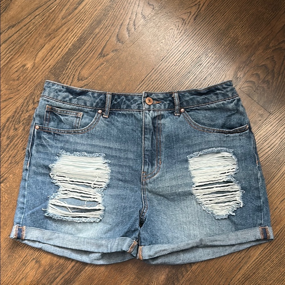 Forever 21 Blue Distressed Jean Shorts